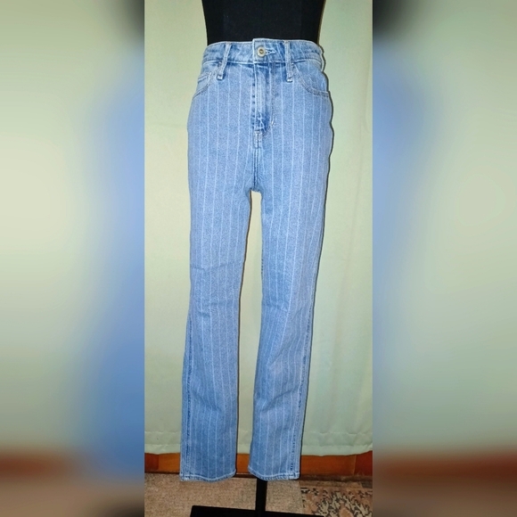 A Hollister Ultra High Rise Mom Pinstripe Denim Jeans - Picture 2 of 5